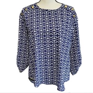 Geometric Print Blousr Size Medium blue